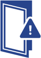 door with warning sign icon for intrusion monitoring