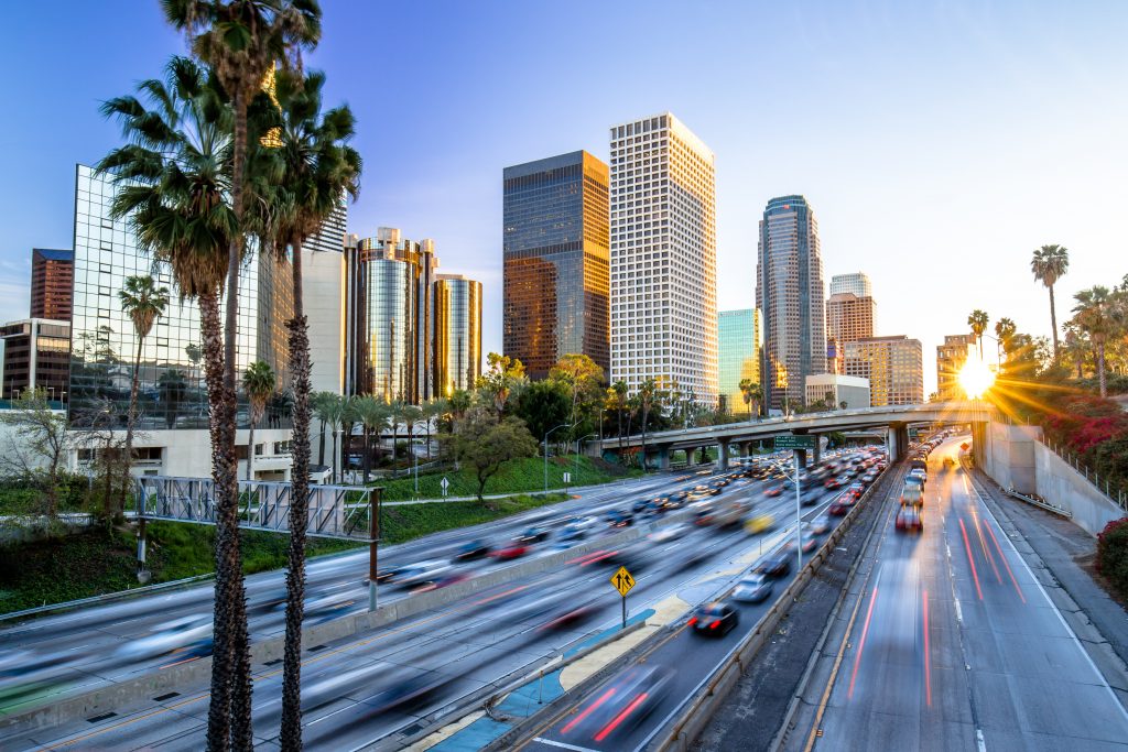 City view and highway for national power and local reach throughout LA